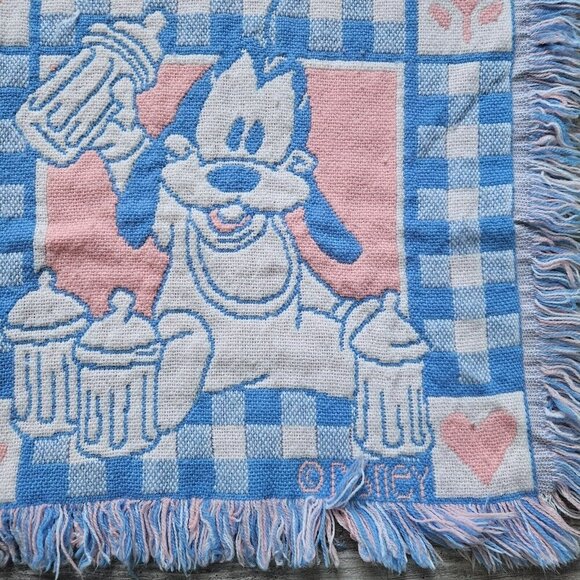 Disney Woven Knit Baby Blanket Mickey Mouse Minnie Donald Duck Pluto Vintage - Picture 2 of 14